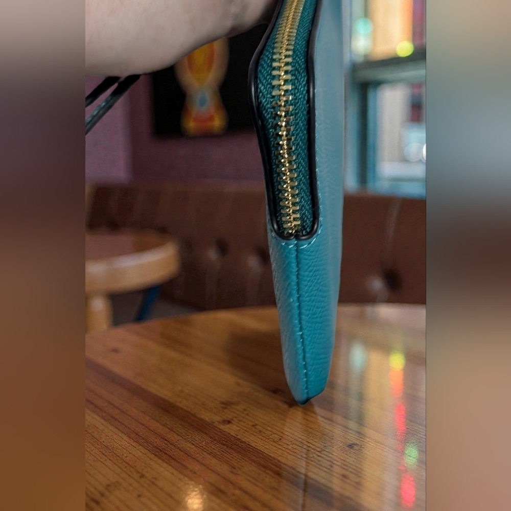 Coach Corner Zip Wristlet Teal (NWT) - Picture 3 of 9